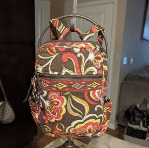 Vera Bradley Small Floral Patterned Backpack Brown Pink White